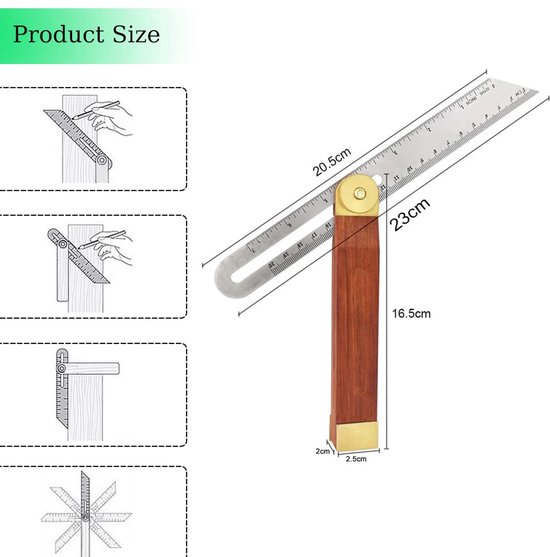 Spiced Blade Ruler Carpentry Square Bevel - Blade Ruler Craft Bevel Tool - Adjustable ...