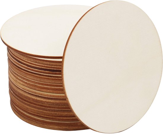 Belle Vous Houten Onbewerkte Ronde Cirkels 25 Pak 10cm Met 2mm 