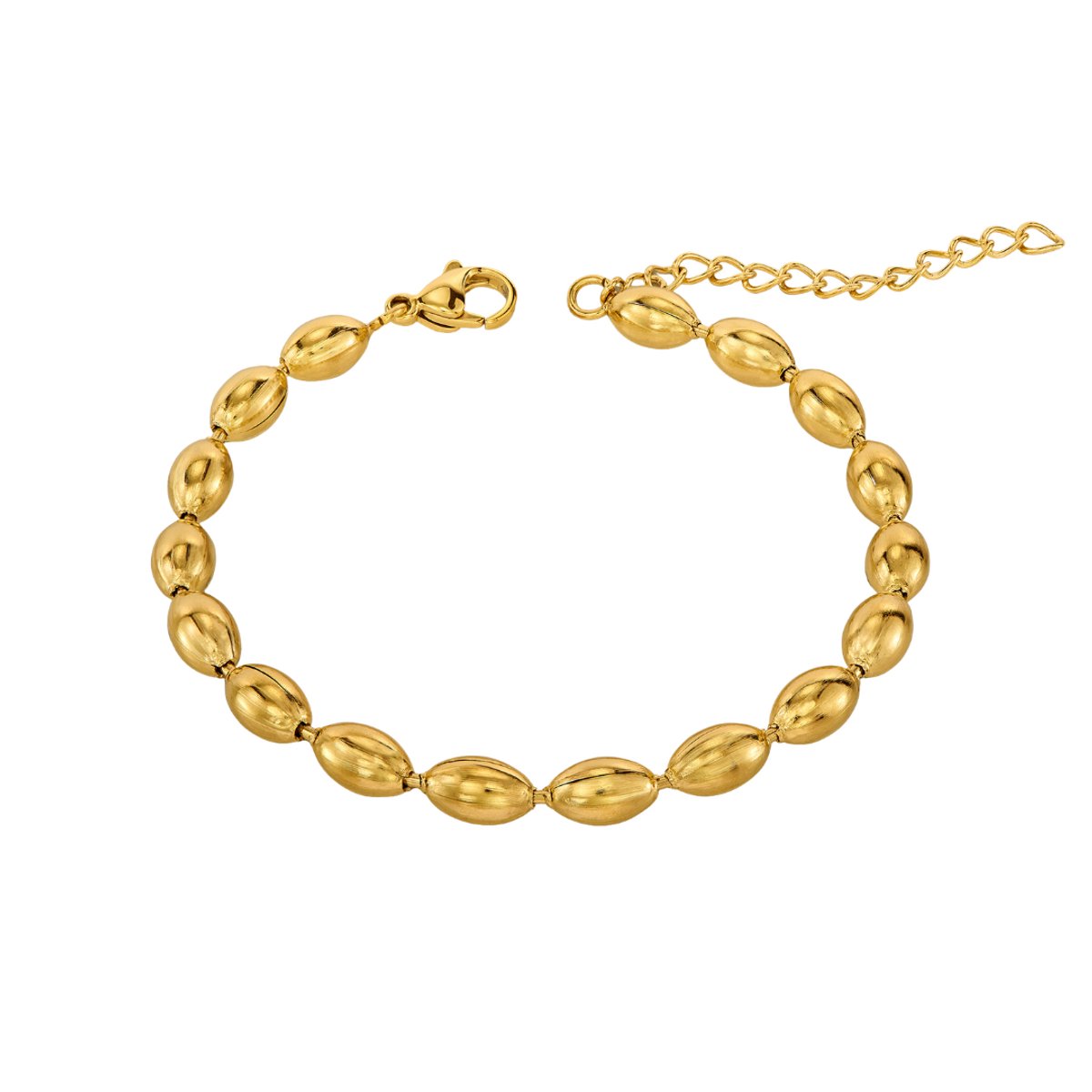 Traveller Armband - Dames - Edelstaal - Verguld - Ovale Druppels - 17+4 cm - 181312