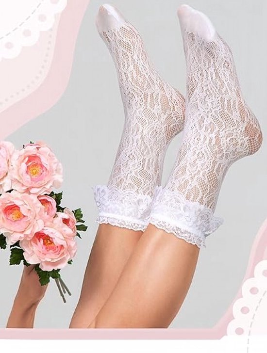 Geyoga Frilly Onzichtbare Ruches Kant Sokken Vrouwen Met Strik Meisjes Enkel School Rijke Stroken Kant Top Sokken Prinsesjurk Wit