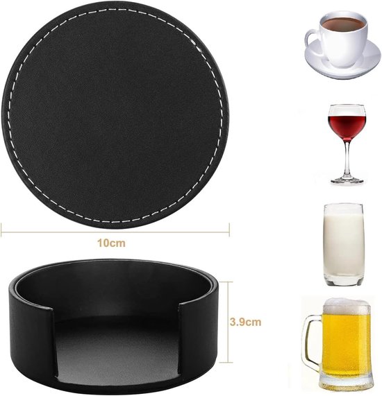 Onderzetter PU leer - bruin - set van 4 Onderzetter PU leer - bruin - set van 4