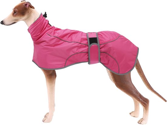 Geyecete Winterjas Voor Whippet En Windhond – Met Warme Fleece Voering – Verstelbare Buikbanden – Machinewasbaar – Paars, Maat S – Tot XXXL