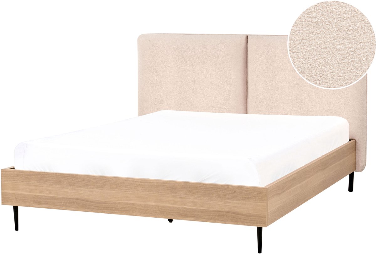 BELIANI LIMANTON - Bed - Beige - 140 x 200 cm - Bouclé