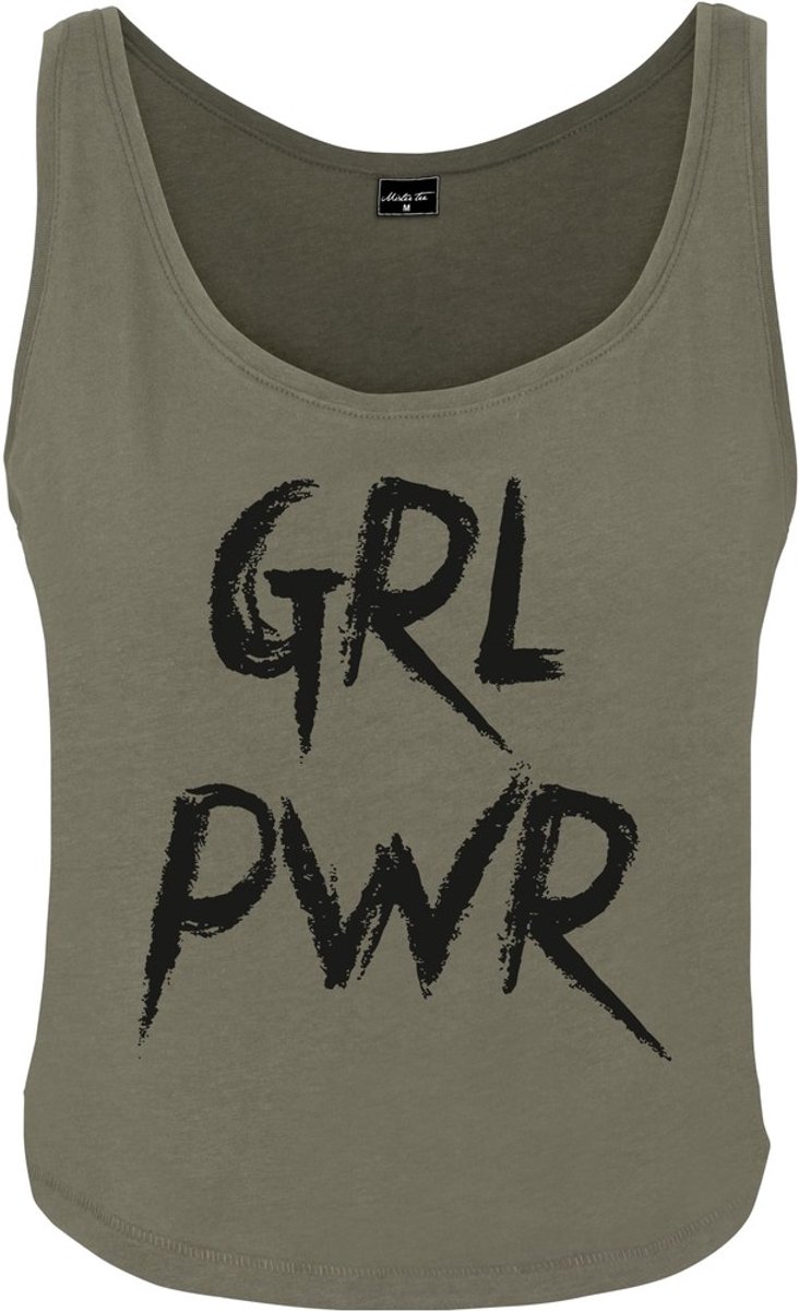 Mister Tee Ladies GRL PWR Mouwloze top XL Olijfgroen