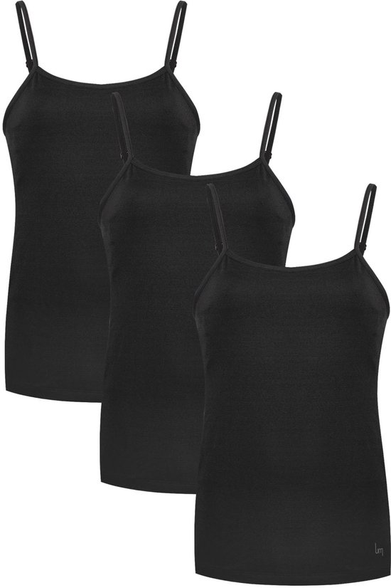 Undiemeister Camisole Top Dames - 3-Pack - Volcano Ash (Zwart) - Hemd Mouwloos Onderhemd - Perfecte Pasvorm - Zijdezachte Ademende Stof - Geen Labels - Basic Ondershirt - Tencel - Camisole - Maat S