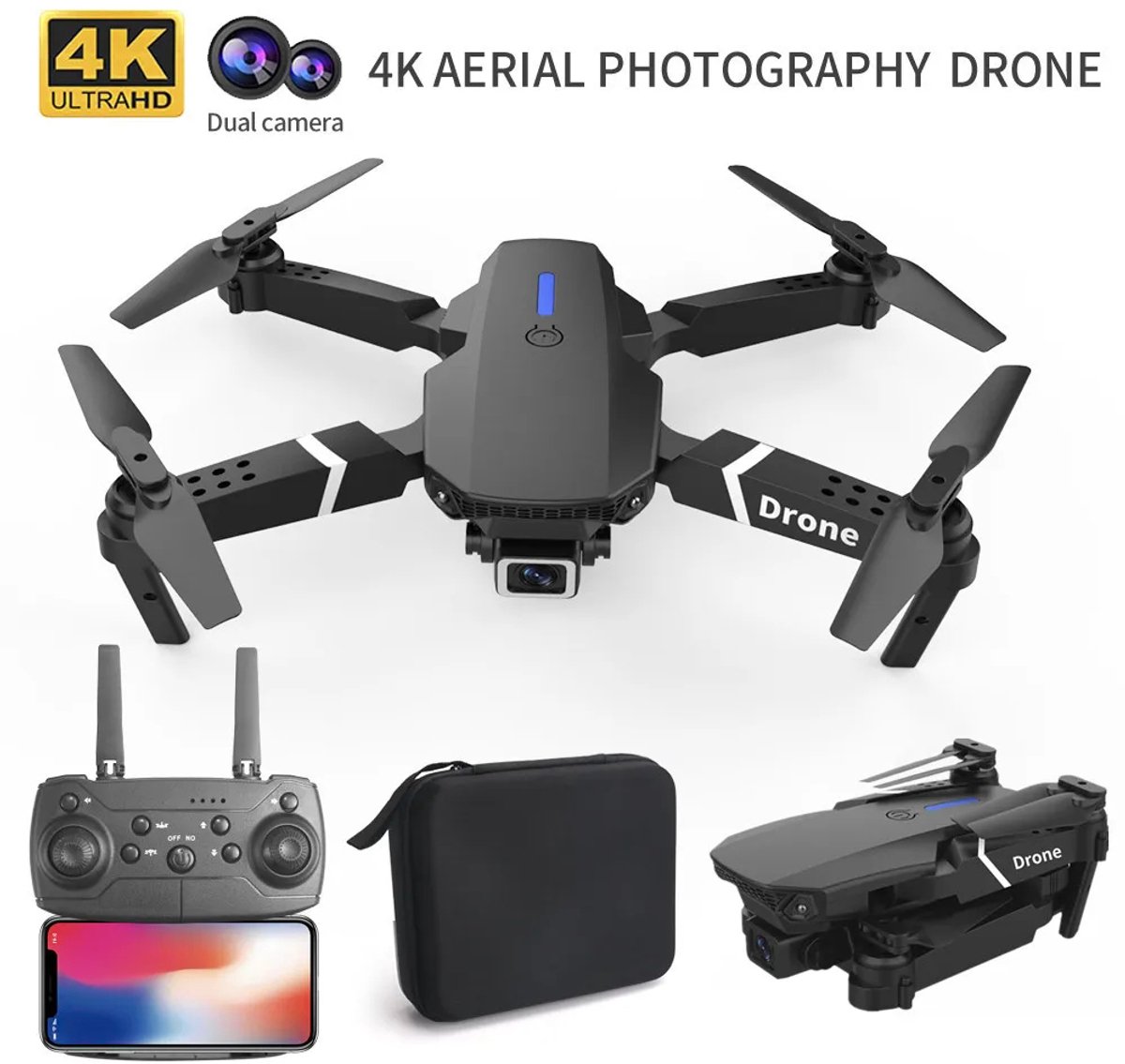 E88 Professionele 4K HD Drone WiFi FPV Opvouwbare Quadcopter met Groothoekcamera en Hoogtehoudfunctie