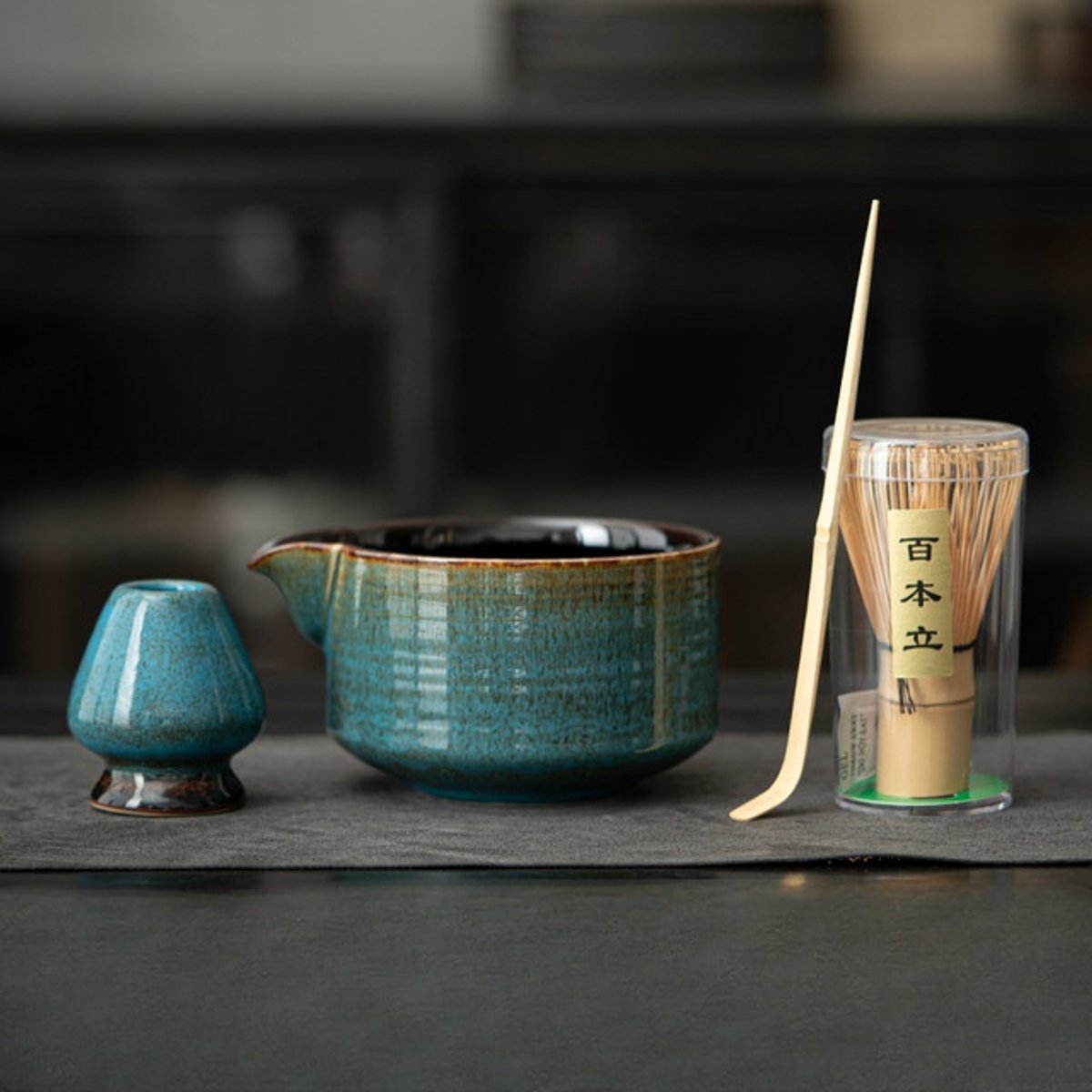 Matcha set van 4 - matcha set - matcha klopper - Thee ceremonieset - Theezetgereedschap - Ru ovenporselein