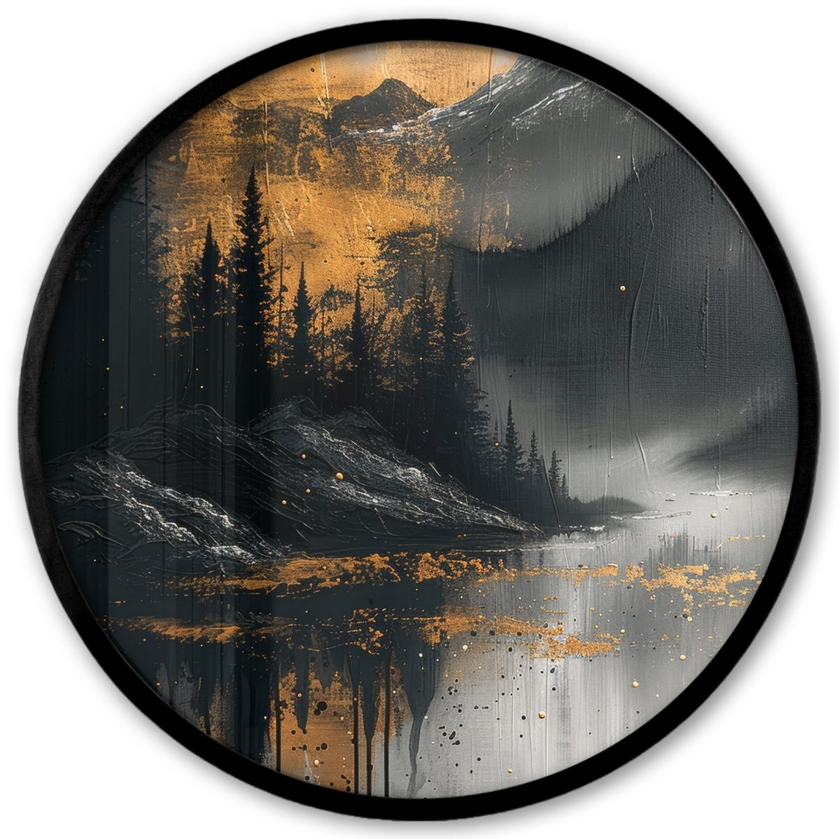 FrameYourWall Poster in lijst Rond - Fotolijst 40x40 cm - Posters - Natuur - Abstract - Landschap - Modern - Ronde posterlijst zwart - Decoratie - Wanddecoratie woonkamer - Muurdecoratie slaapkamer