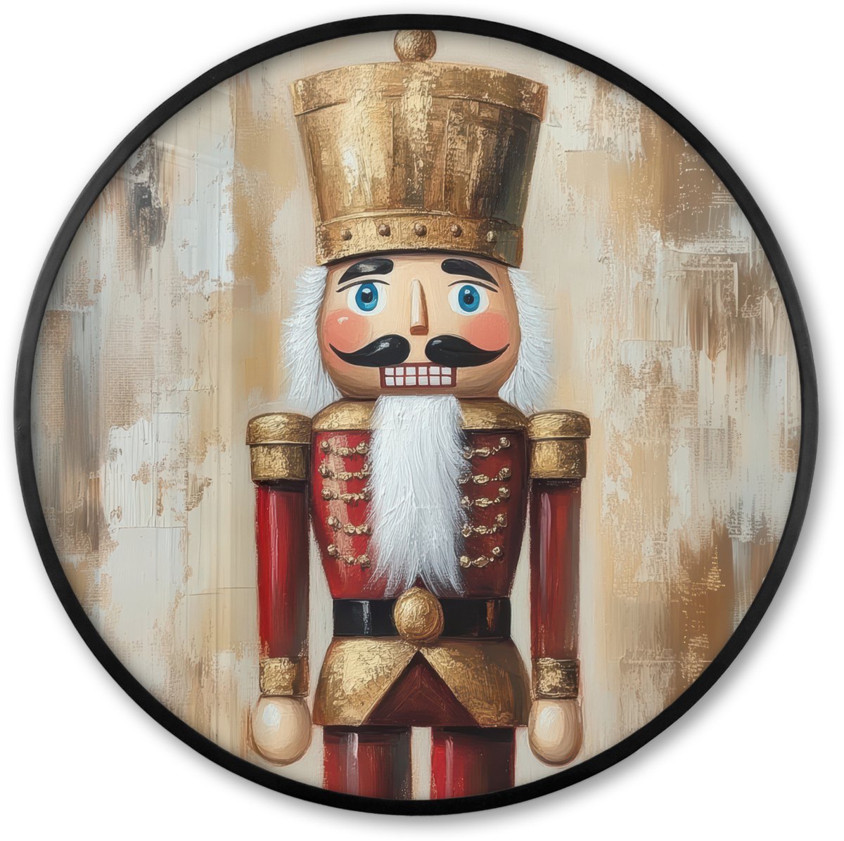 FrameYourWall Poster in lijst Rond - Fotolijst 80x80 cm - Posters - Kerst - Poppetje - Abstract - Ronde posterlijst zwart - Decoratie - Wanddecoratie woonkamer - Muurdecoratie slaapkamer - Kerstversiering - Kerstdecoratie voor binnen - Kerstmis De notenkraker