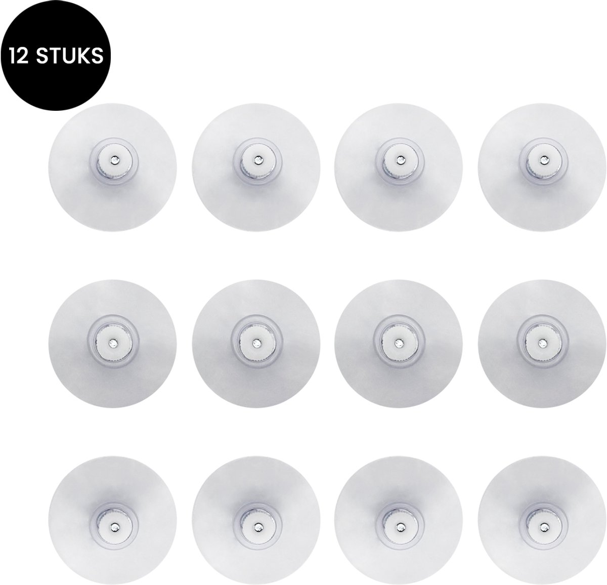 Purepeak Zuignap met Schroefdraad Set 12 Stuks - Ø 5cm - Sterke Transparante Zuignappen voor Bevestiging zonder Boren