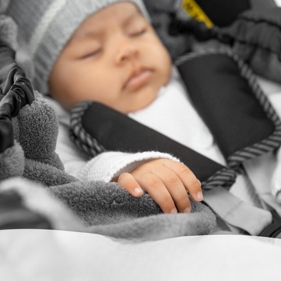 Wikkeldeken voor babyzitje en babybadje, praktisch alternatief voor de voetenzak in de winter, zacht en gewatteerd thermo-fleece, zwart (basic) — afbeelding 5