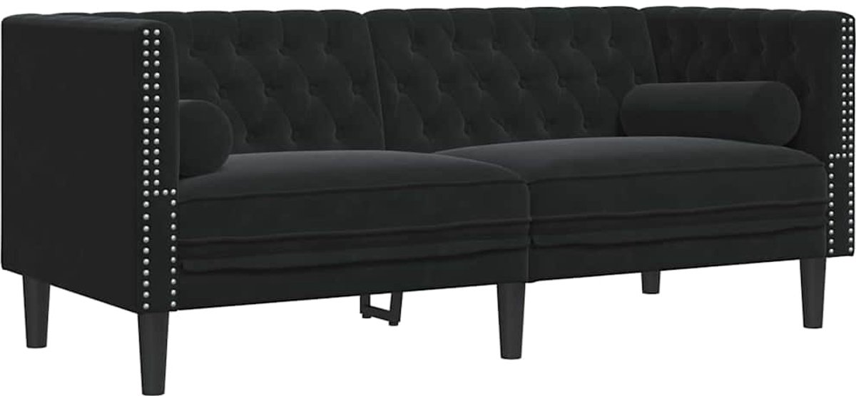 vidaXL Bank - Zwart - 174 - x - 74,5 - x - 70,5 - cm - Fluweel