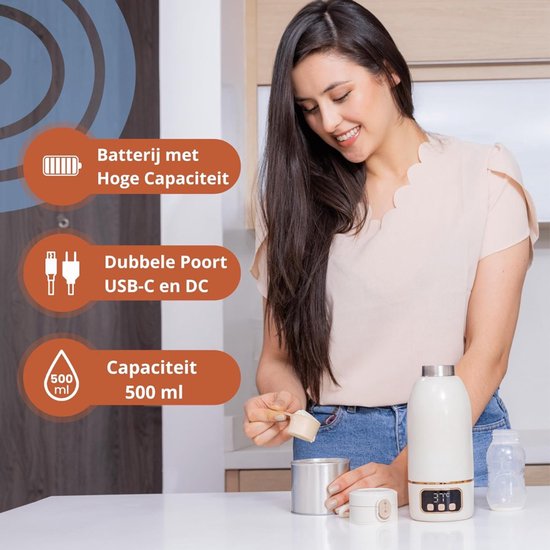 Lexium Flessenwarmer onderweg - Draagbare Baby Flessenwarmer - Intelligente Flesverwarmer - Oplaadbaar - Geschikt voor Borstvoeding & Babyvoeding - Draadloos te gebruiken om je melk op temperatuur te houden of krijgen — afbeelding 3