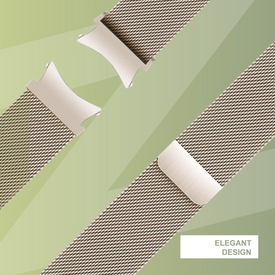 Bracelet passant milanais Bandz adapté pour Galaxy Watch 6 / 6 Classic / 5 40 mm & 44 mm / 5 Pro / 4 & Watch 4 Classic - Matériau en acier tressé de haute qualité - Bracelet milanais avec fermoir magnétique - or rose