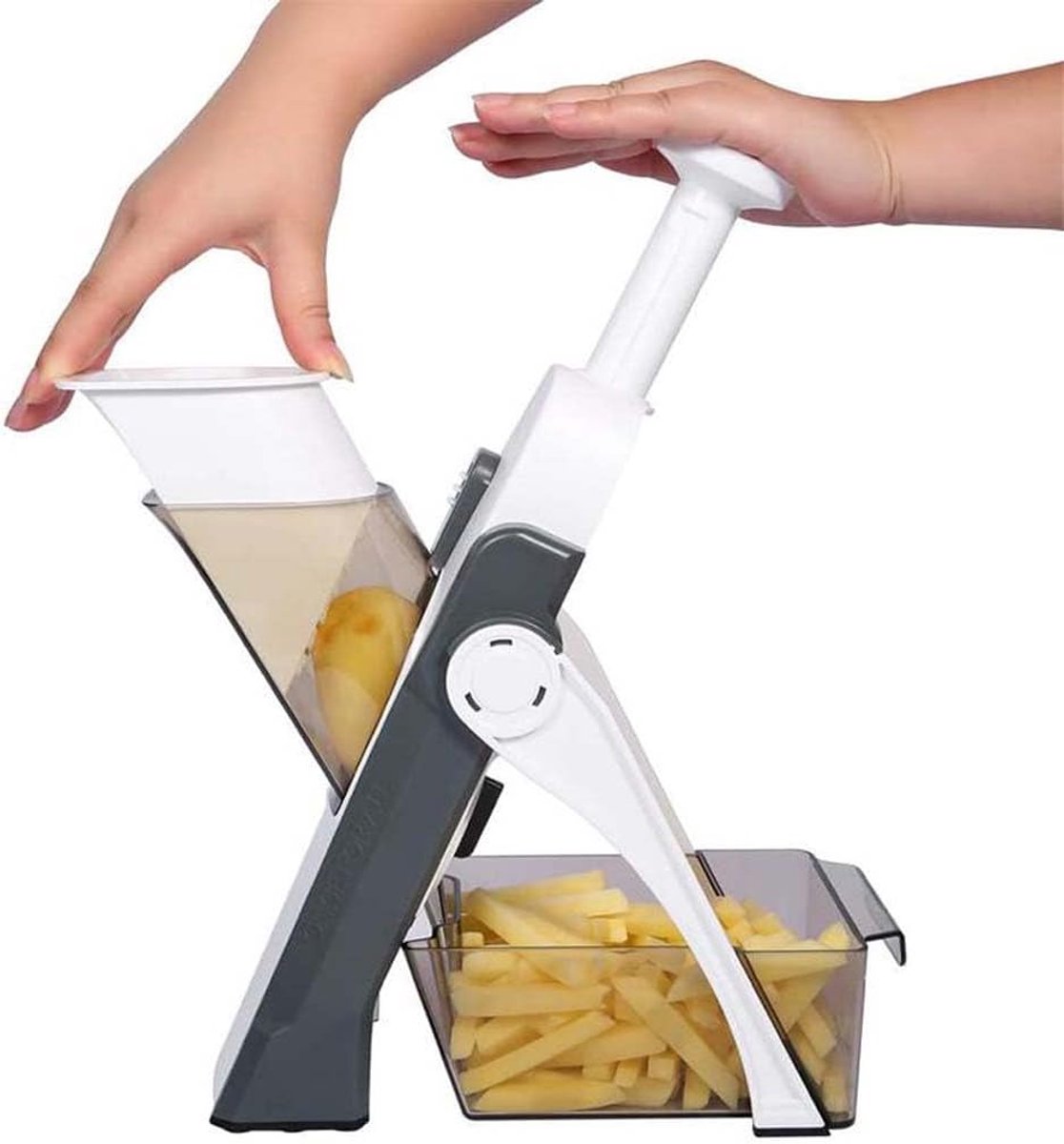 Groentesnijder Grijs - Mandoline Keukensnijder - Groentensnijder - Uiensnijder - Spiraalsnijder - Multifunctioneel - Frietsnijder
