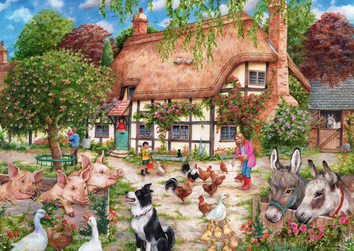 Ravensburger puzzel Farm Cottage - Legpuzzel - 1000 stukjes — afbeelding 3