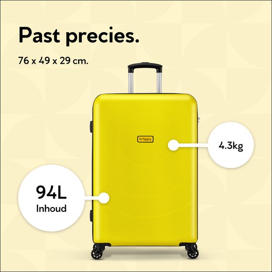 BHPPY Reiskoffer groot 76x49x29cm - Lichtgewicht koffer met 95L inhoud - Reiskoffer met wielen - Veilig cijferslot - Banana Peel