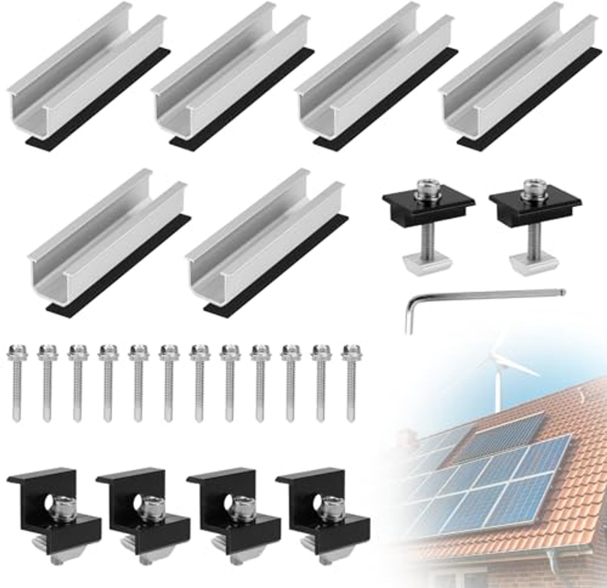 Montageset voor Zonnepanelen 6 x 12 cm - Fotovoltaïsche Modulerails voor Plat Dak