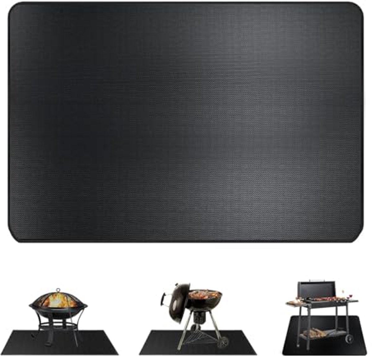 Hittebestendige Vuurplaatsmat voor Onder de Vuurplaats - 3 Laags Glasvezel Grillonderlegger voor BBQ, Camping en Tuin - 64x50CM