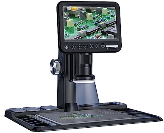 Dcorn 7 inch LCD digitale microscoop met 32 GB TF-kaart, 1200x vergroting, videomicroscoop met metalen houder voor het solderen van foutonderdelen, pc-weergave, compatibel met Windows/Mac