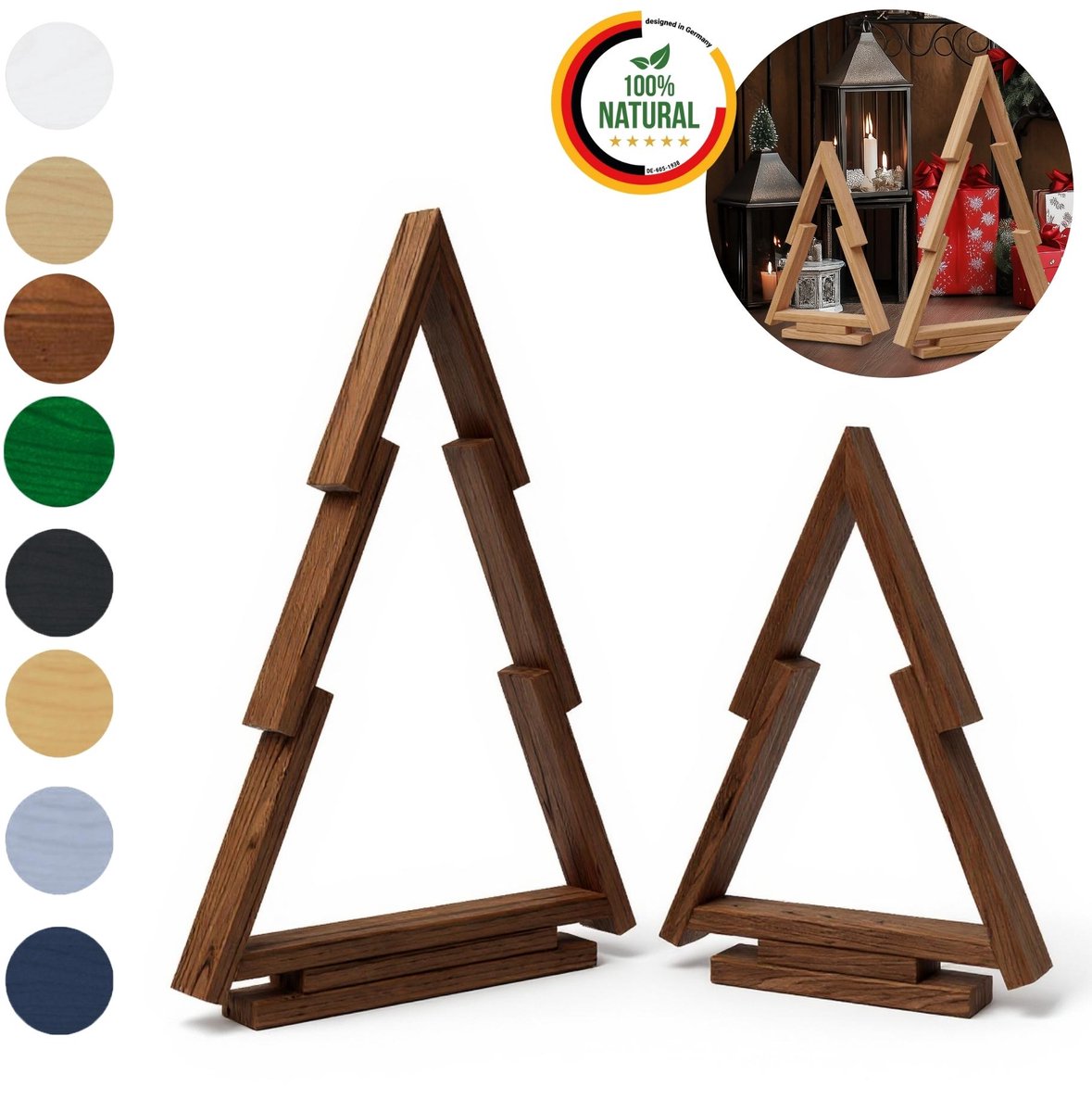 Floranica Sapin de Noël en Bois Lot de 2 Brune Arbres en Bois de Pin Décoration de Noël Alternative Ornements de Sapin