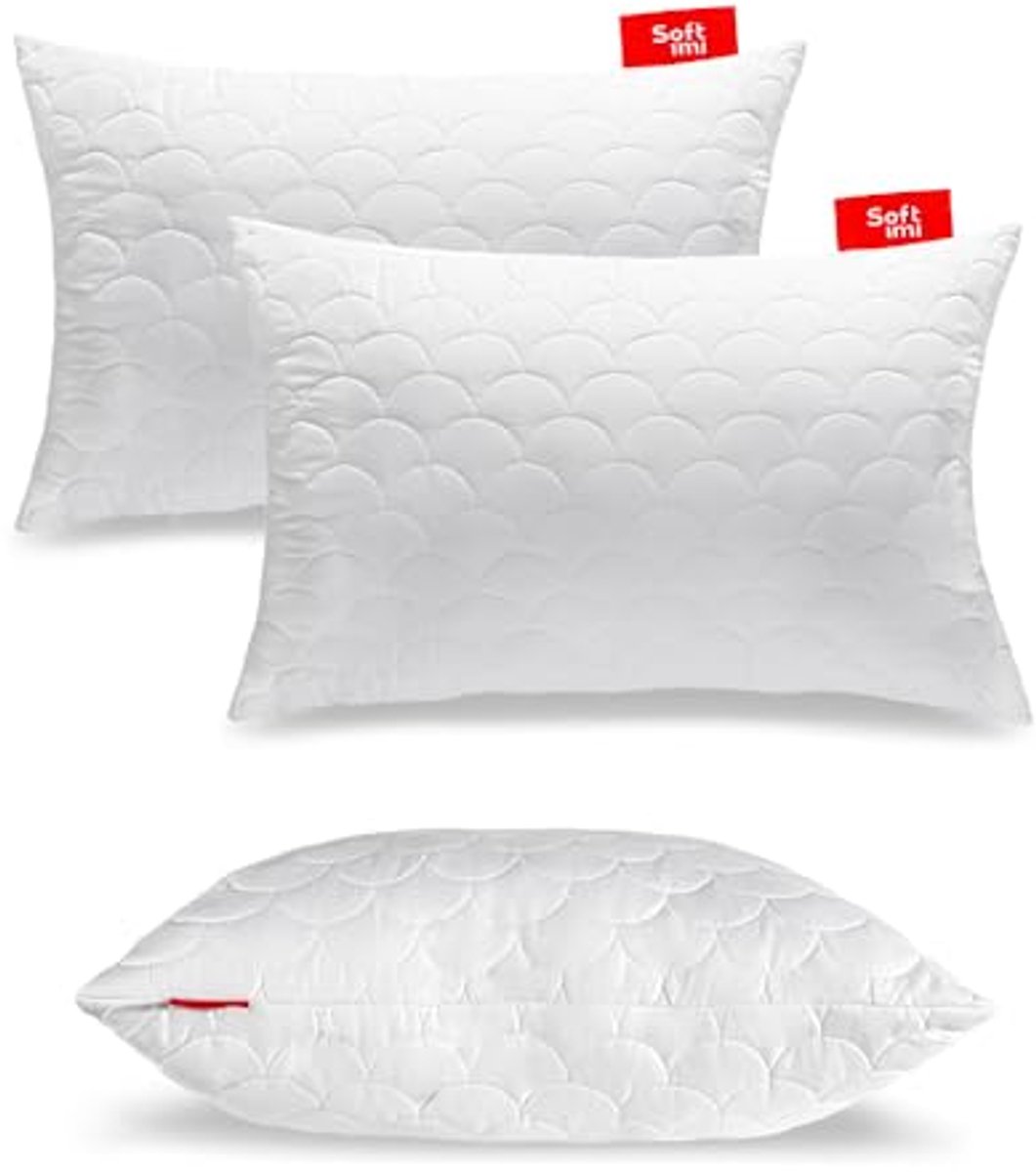 Gewatteerd premium kussen set van 2, 50 x 80 cm, anti-allergisch en reukloos
