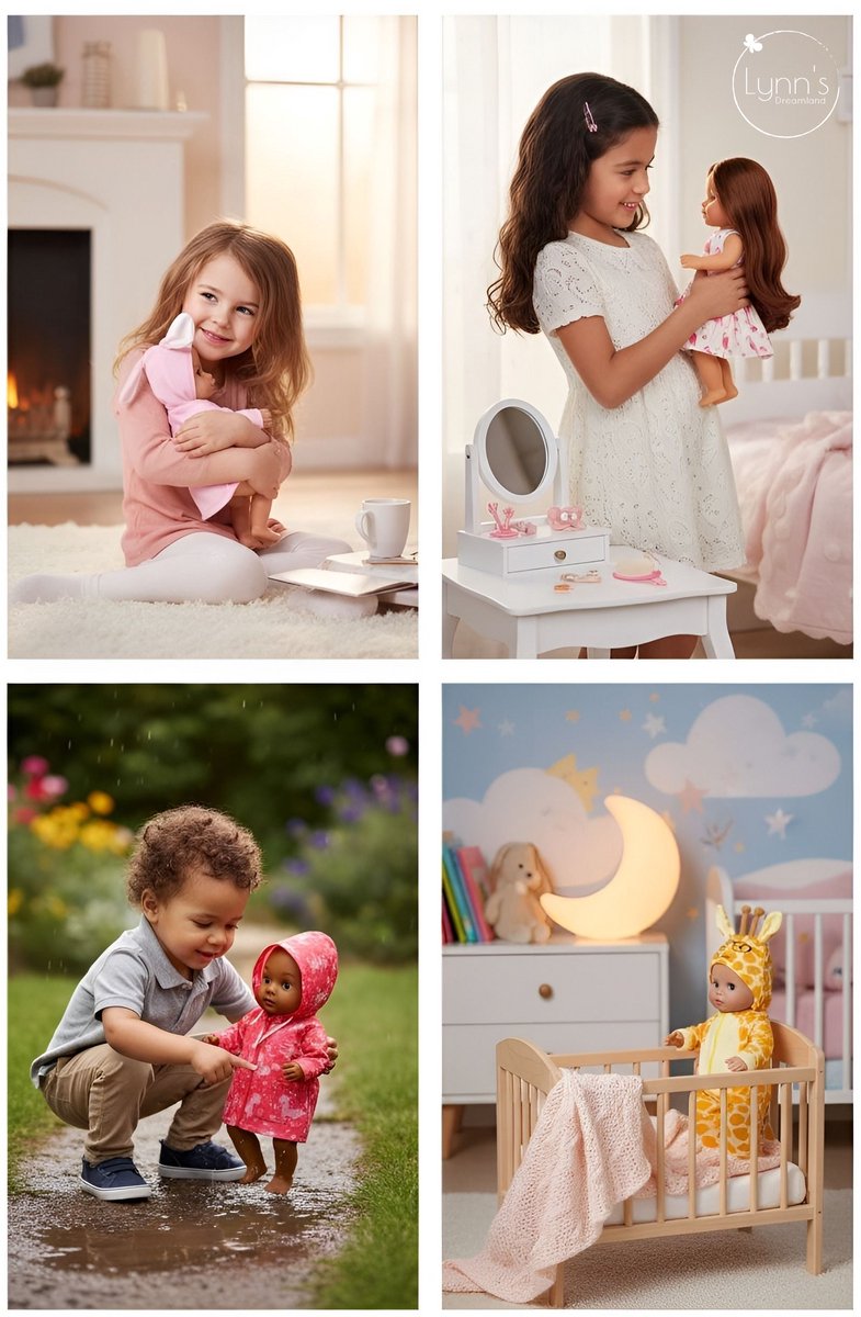 Poppenkleertjes voor babypop 43 cm - Flamingo jurk met onderbroekje - In cadeauzakje - Poppenkleding geschikt voor o.a. Baby Born pop — afbeelding 4