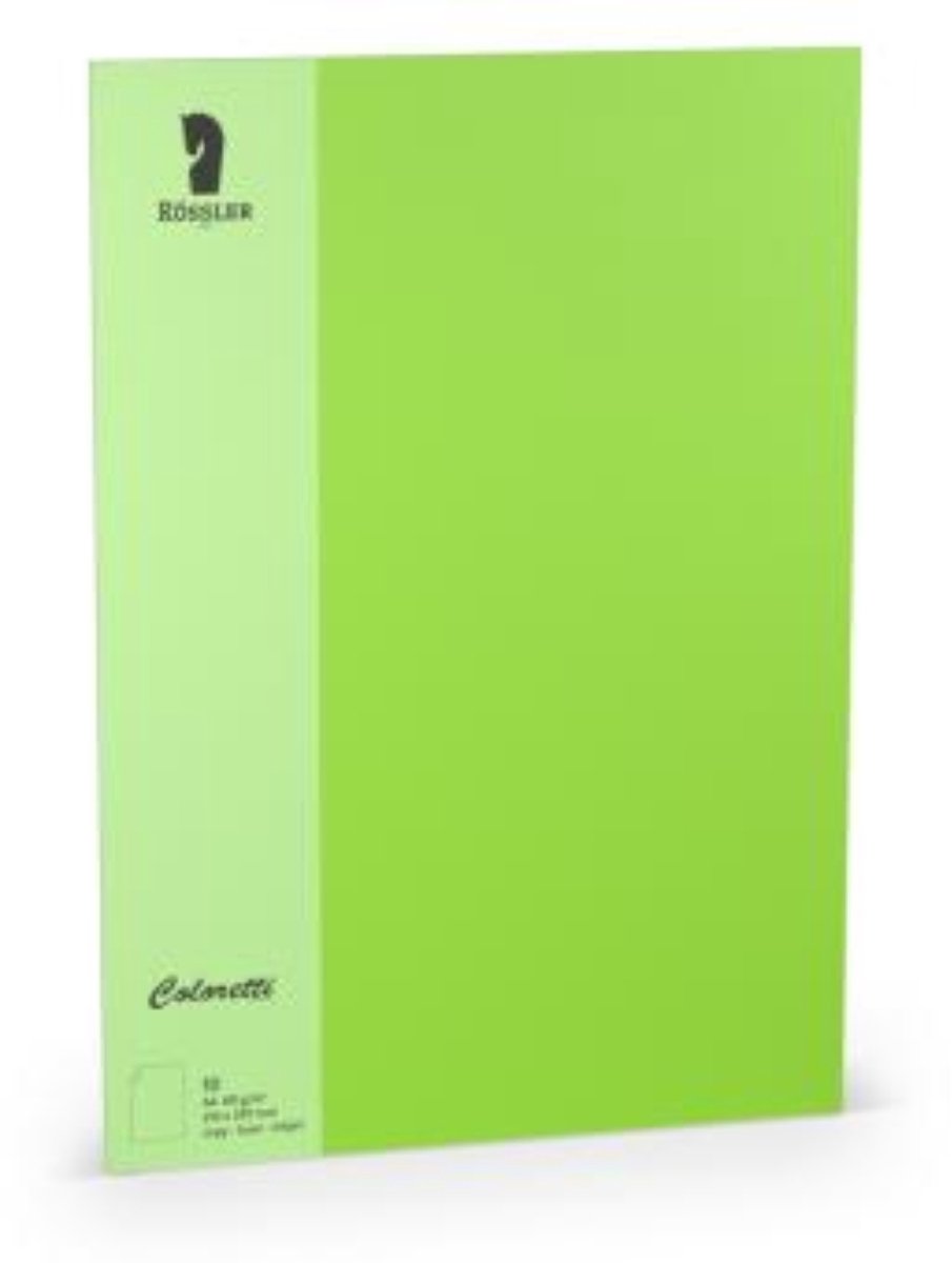 Papier - Kleur Fel Groen - Gekleurd - Coloretti - 80gram - 10 vellen - Formaat A4 - 210x297mm - 227001550 - Rossler Papier