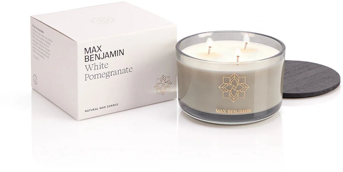 Max Benjamin Geurkaars met 3 lonten - White Pomegranate - 70 branduren Wit