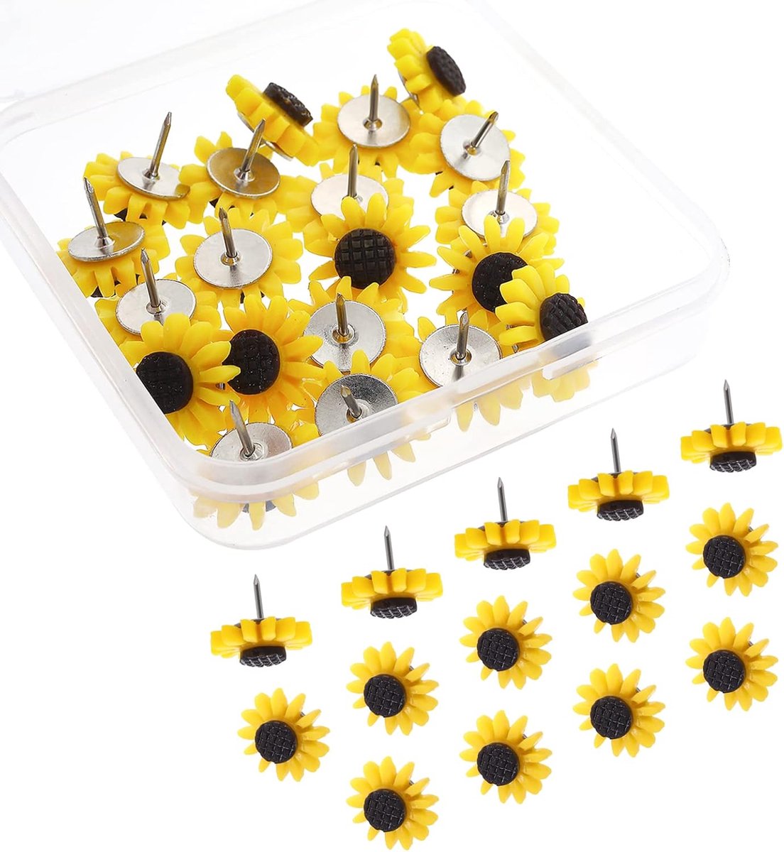 Sunflower Push Pins - 20 Stuks - Decoratieve Duwpins - Thumbtacks voor Kurkborden - Kaarten - Foto's - Wandtekeningen - Bulletin