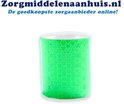 Rol reflecterende tape met honingraatpatroon in de kleur groen. Tekst: Zorgmiddelenaanhuis.nl De goedkoopste zorgaanbieder online!
