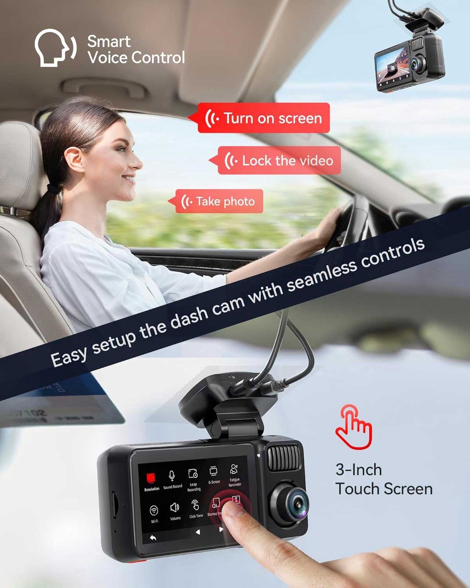 RedTiger F17 Elite 4K 128gb night vision dashcam - 4K + 2x Full HD resolutie met Sony Starvis 2 sensoren - 128gb Micro SD kaart - 3,0 inch touchscreen Lcd thumbnail 5