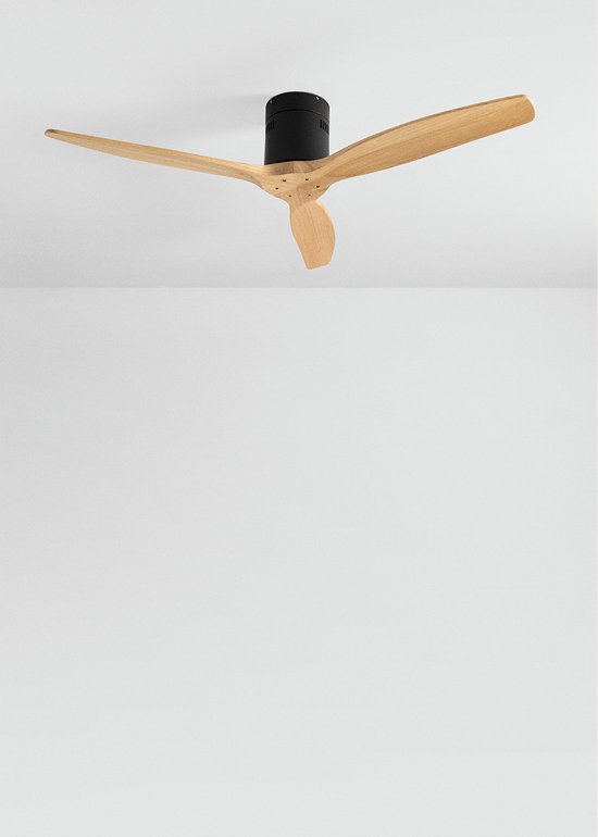 CREATE WINDCALM NATURAL WOOD M Plafondventilator, wit, met bediening en afstandsbediening, 40 W, timer, 132 cm, 6 snelheden, zomer-winterfunctie