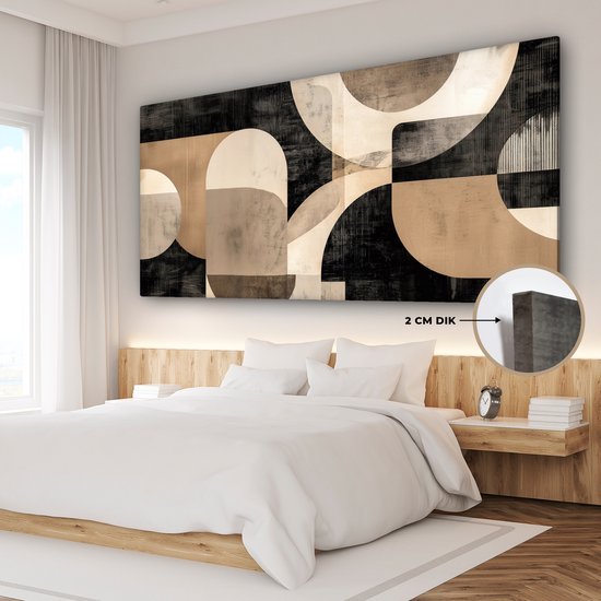 Tableau sur toile 200x100 cm - Décoration murale exclusive Abstrait - Formes - Moderne - Beige - Décoration murale salon - Décoration chambre - Accessoires chambre - Peintures sur toile