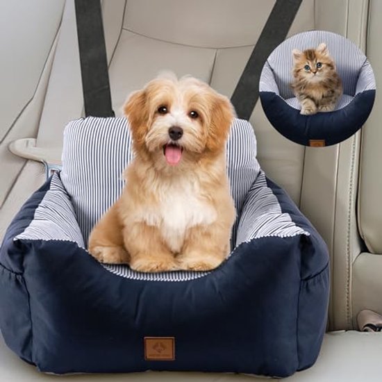 PJDDP Honden Autostoel voor grote honden, autostoel voor 2 kleine honden, wasbare hondenverhoger autostoel, reisbed hondenstoel, reispuppydrager, comfortabel en veilig,zwart