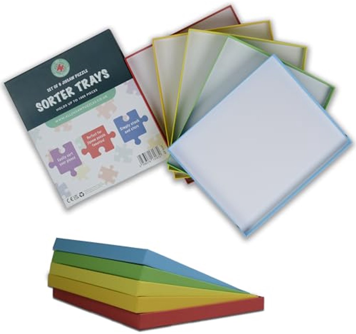 Sorteerbakken voor Legpuzzels - Set van 6 Stapelbare Bakken voor 500/1000/1500/2000 Stukken