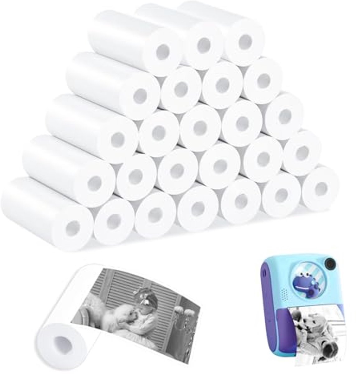 Thermisch papier navulling voor kindercamera's - 25 rollen 57 x 25 mm