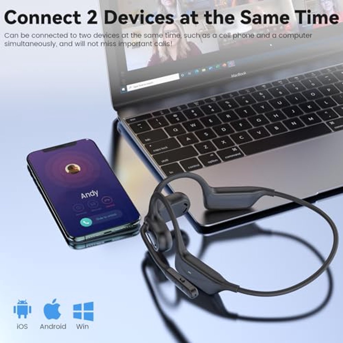 Draadloze Bluetooth headset met microfoon en ruisonderdrukking voor kantoor en autorijden