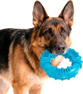 petizer Piepend hondenbal speelgoed voor agressieve kauwers, 4 inch onverwoestbaar duurzaam grote honden kauwen pittige bal, drijvend rubberen huisdierspeelgoed voor middelgrote en grote rassen, zwart