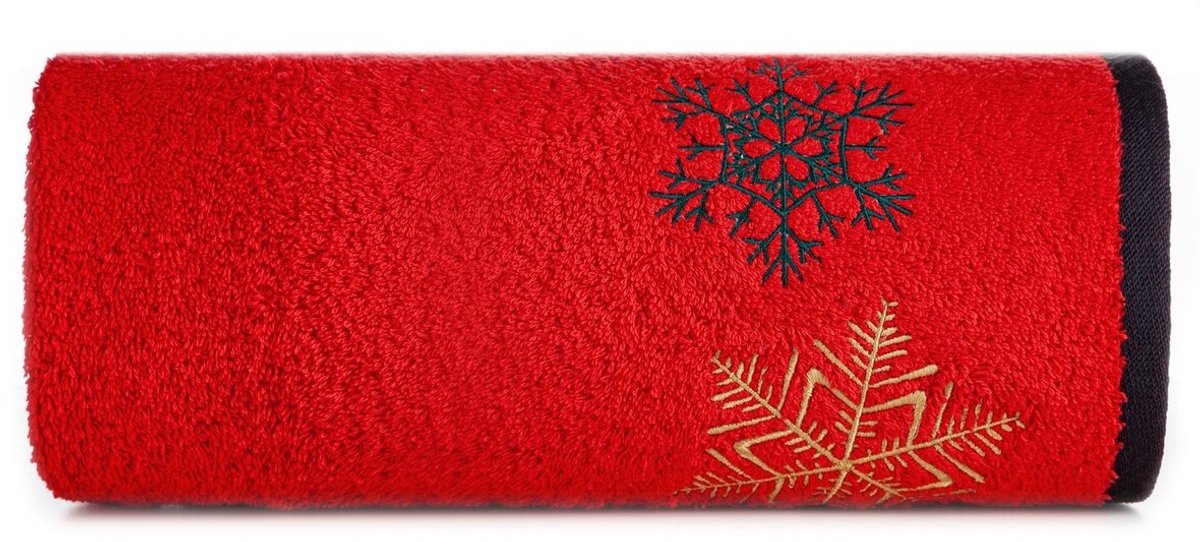 Katoenen handdoek met kerstborduursel - 50 cm x 90 cm - Merry Christmas - Kers - kerstcadeau