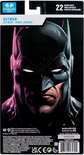 Verpakking van Batman actiefiguur met close-up kunstwerk van Batman's gezicht.
