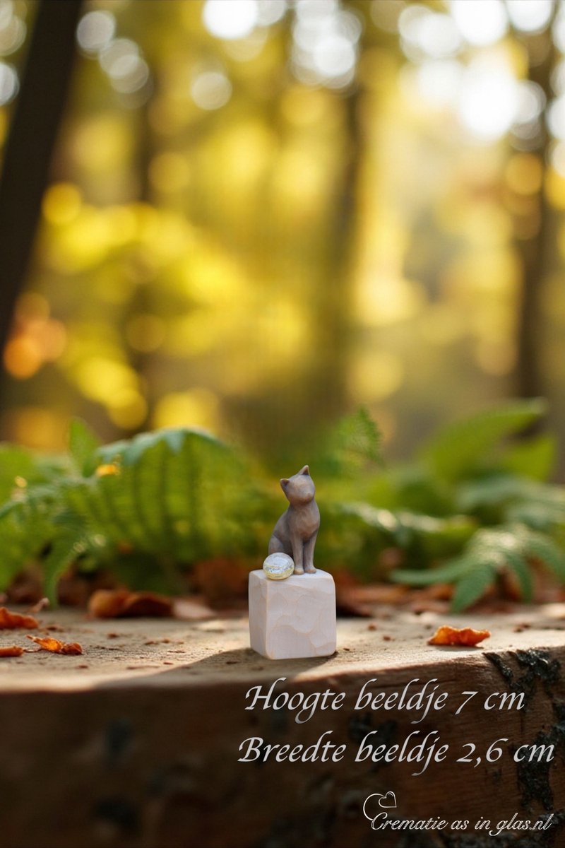 Urn Willow Tree Love My Cat – klein gedenkbeeldje met glazen mini-urn voor crematie-as of haarlok