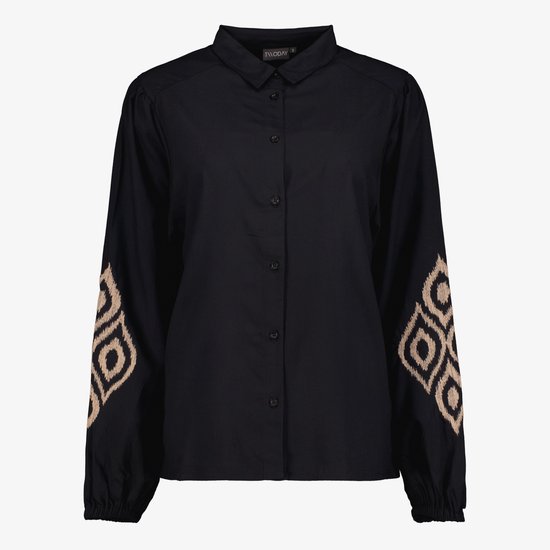 Chemisier femme TwoDay avec broderie noir et beige - Taille M