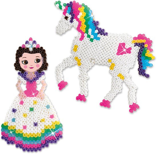 SES Creative - Beedz - Unicorns en Prinsessen - 2100 Strijkkralen met Grondplaten en Strijkvellen - Vanaf 5 Jaar