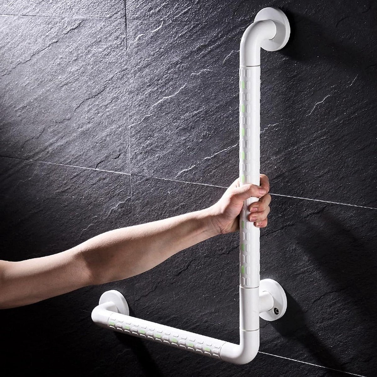 QPFO® Badkamer veiligheidsgreep L-vorm - roestvrij staal antislip handgreep - steunbeugel voor douche toilet en ouderen