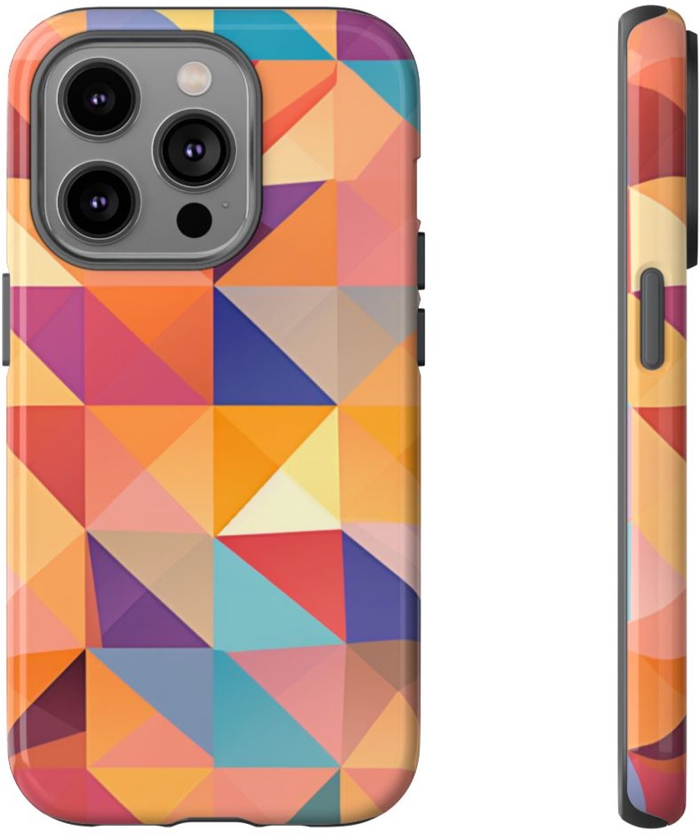 Kleurrijk Geometrisch Hoekpatroon – Telefoonhoesje Geschikt voor iPhone 14 Pro