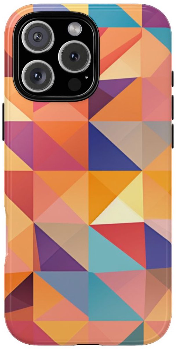 Kleurrijk Geometrisch Hoekpatroon – Telefoonhoesje Geschikt voor iPhone 16 Pro Max