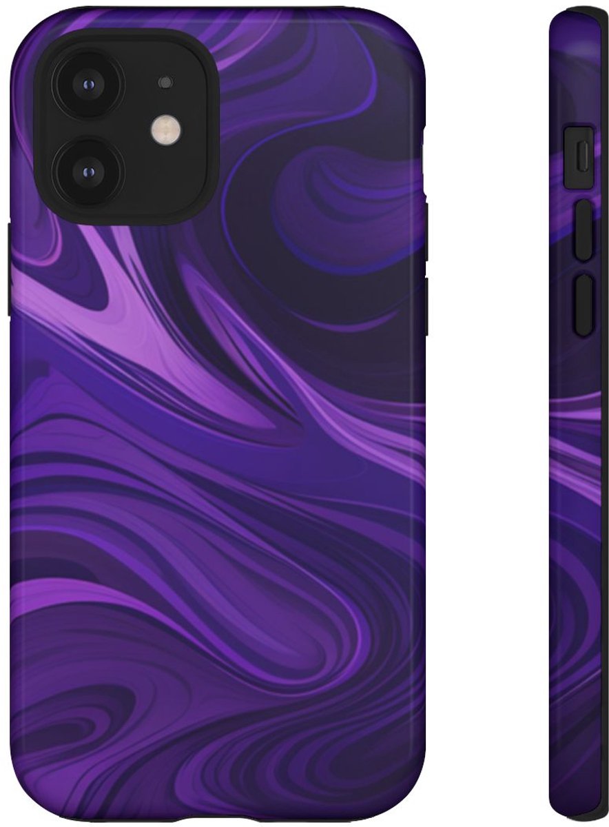 Paarse Abstracte Golfpatroon – Telefoonhoesje Geschikt voor iPhone 12