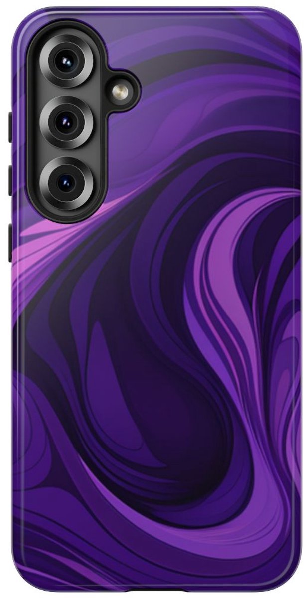 Paarse Abstracte Golfpatroon – Telefoonhoesje Geschikt voor Samsung Galaxy S25 Plus
