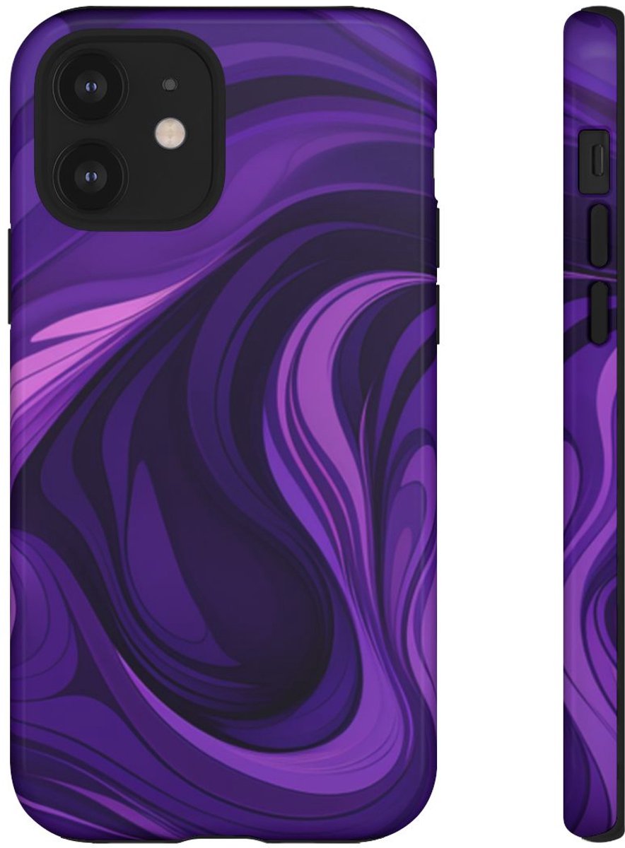 Paarse Abstracte Golfpatroon – Telefoonhoesje Geschikt voor iPhone 12